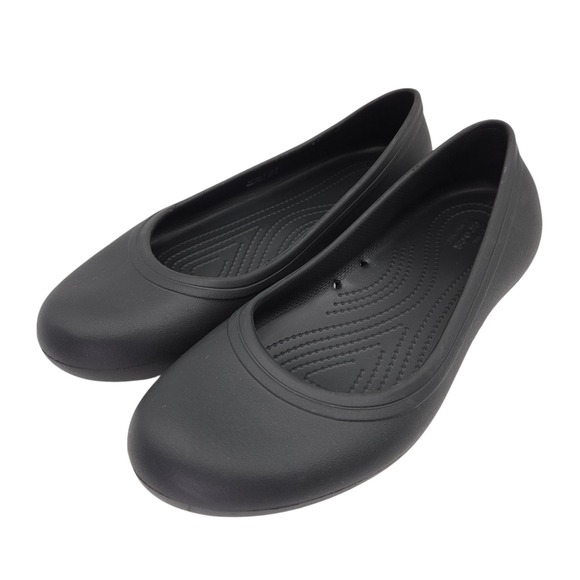 Crocs (Women's 11) Kadee At Work Black Ballet Flats Slip Resistant Shoes - Picture 1 of 8